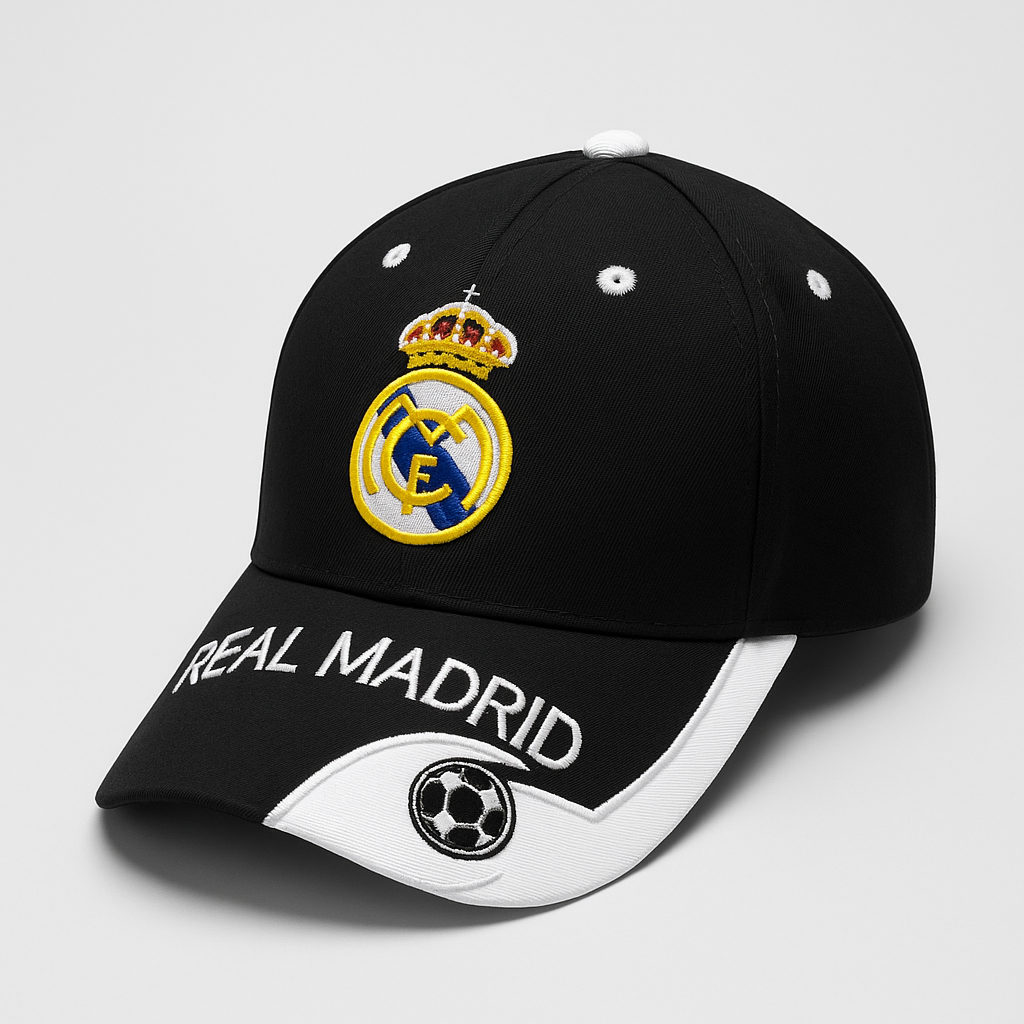 Real Madrid Fan Cap – Embroidered Club Logo | Red & Black Variants