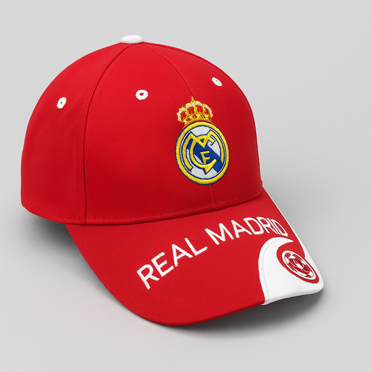 Real Madrid Fan Cap – Embroidered Club Logo | Red & Black Variants