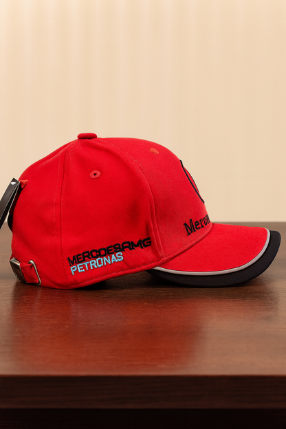 Mercedes-Benz Red Cap – Embroidered Logo & Signature