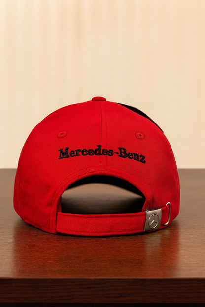 Mercedes-Benz Red Cap – Embroidered Logo & Signature